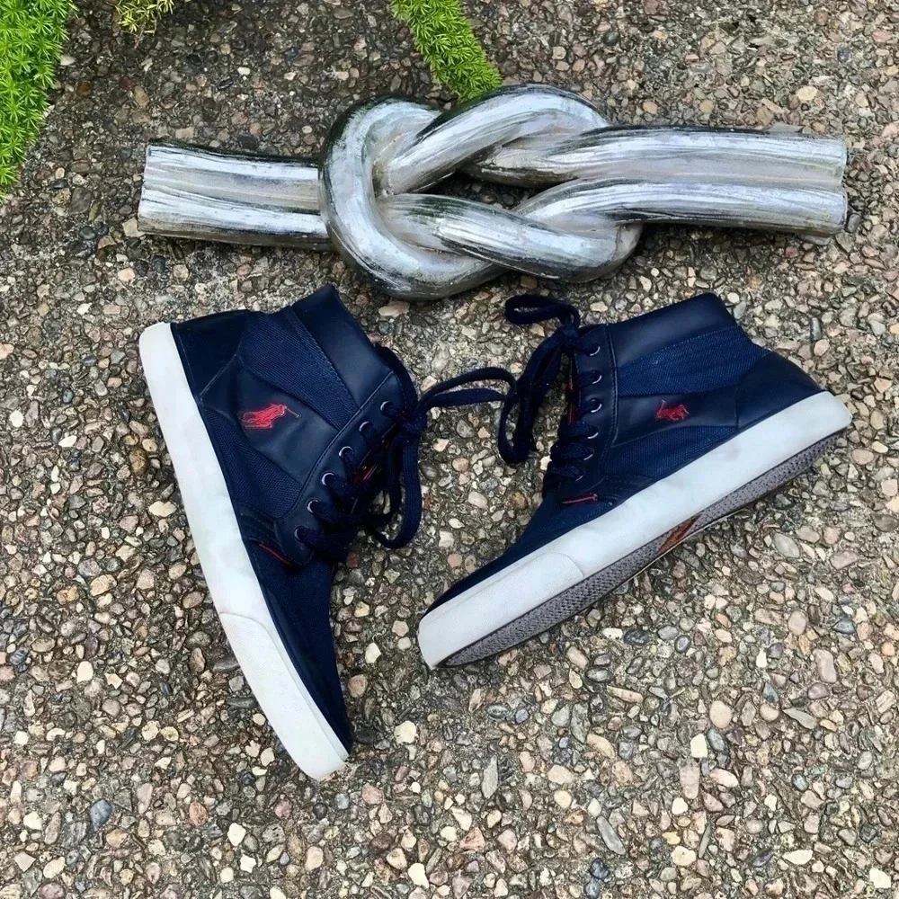 Polo Ralph Lauren Men's Blue Isaak High top Sneakers Size 9